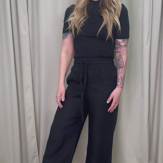 Leuto pellavahousut musta esittelyvideo