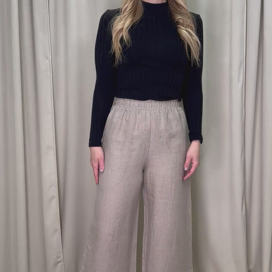 Meno pellavahousut hiekka esittelyvideo